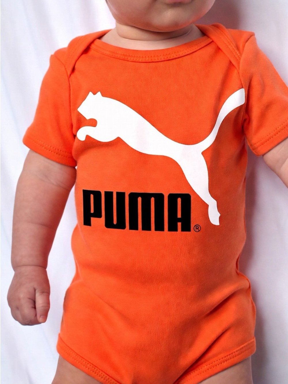 ✅ Puma Baby 4-Pack Bodysuits 3-6M NWT Orange Mint Stripe All-Over Print Logo